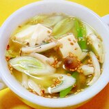 豆腐としめじ長ネギの中華スープ